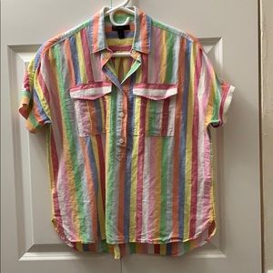 J. Crew rainbow stripe collared button up pullover